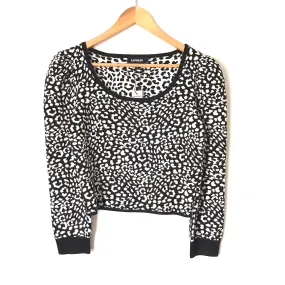 Express Black and White Sweater Crop Top with Puffed Shoulders NWT- Size S (we have matching skirt!)