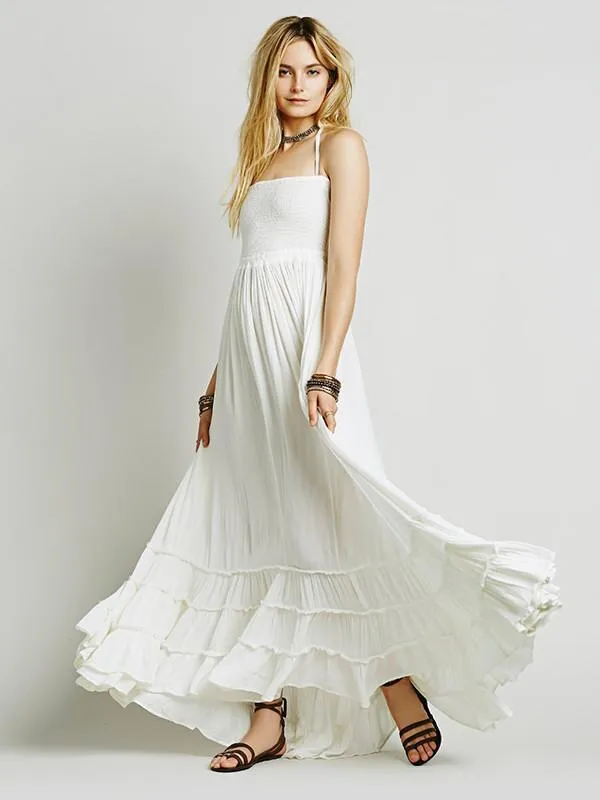 Fashion Sexy Off-Back Lace-up Beach Maxi Dress