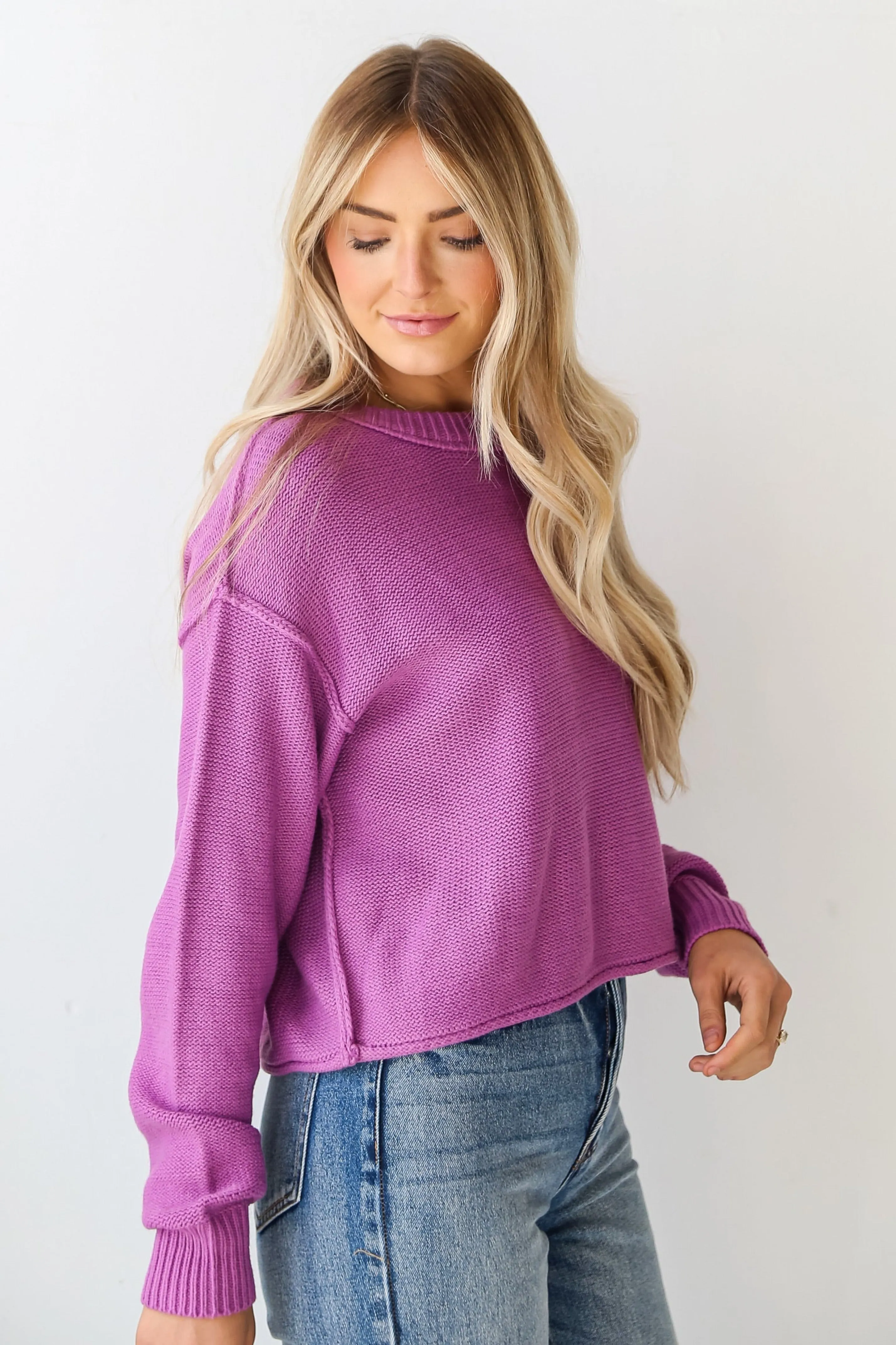 FINAL SALE - Comfy Moments Purple Oversized Sweater