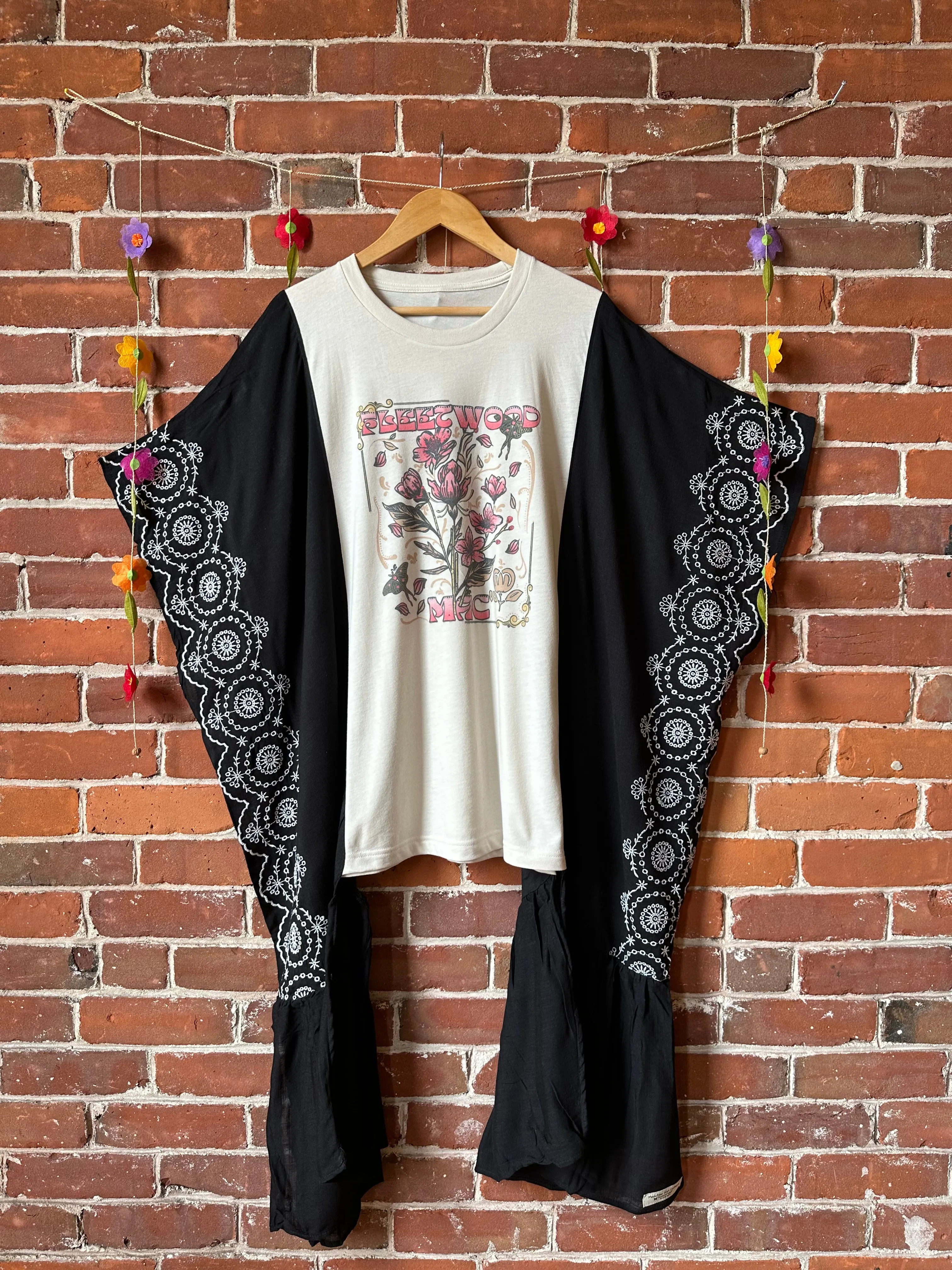 Fleetwood Mac Inspired Hybrid Black Embroidered Hi Lo Top