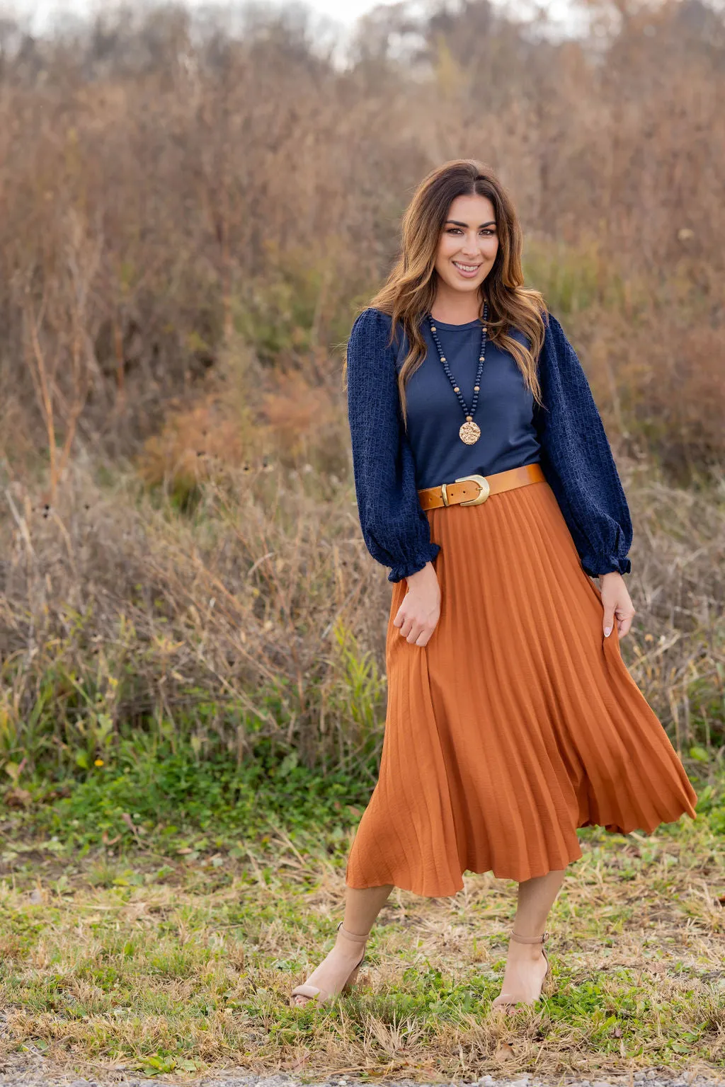 Flirty Pleated Midi Skirt