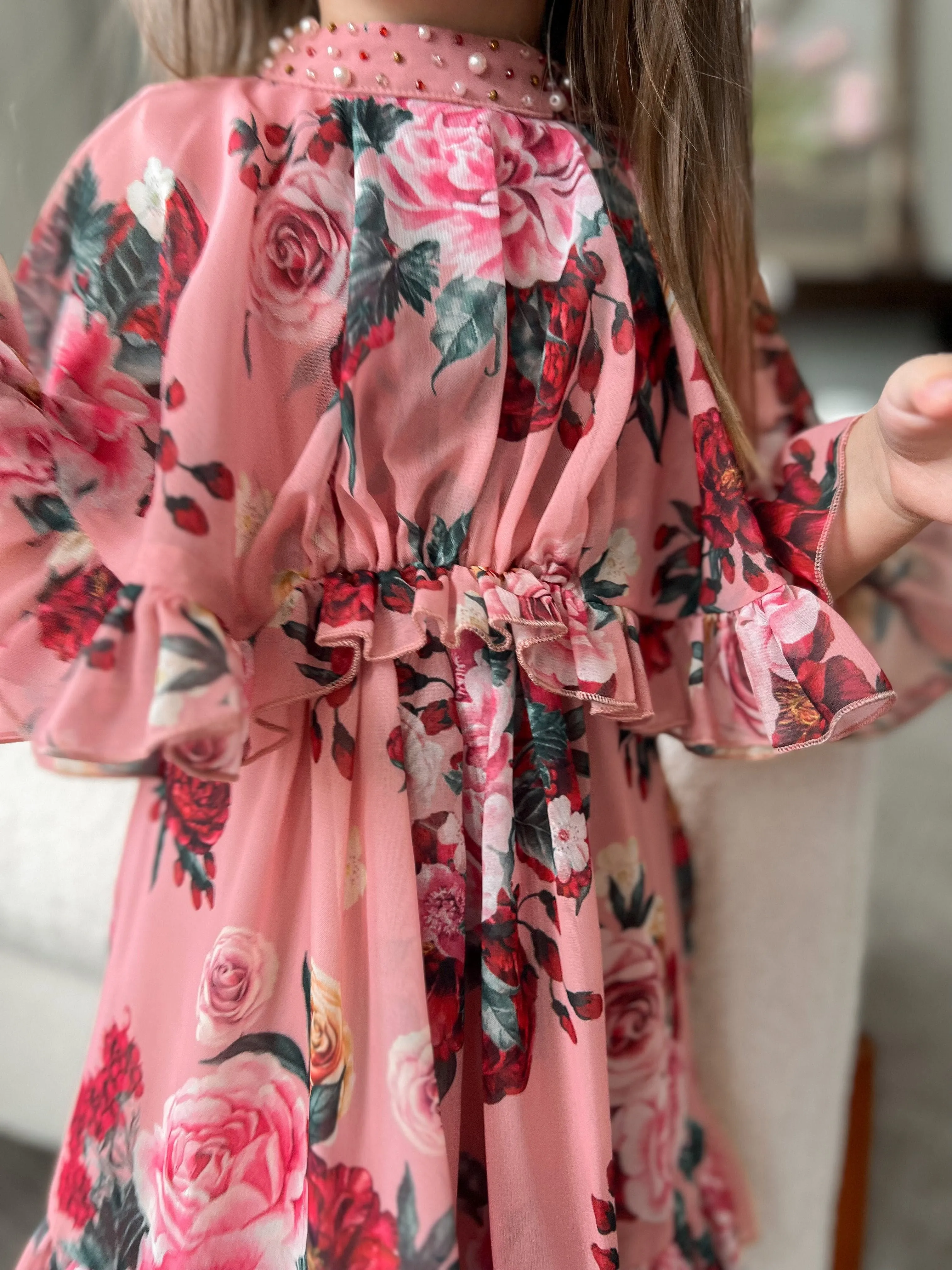 Flora Pink Flower Print Dress