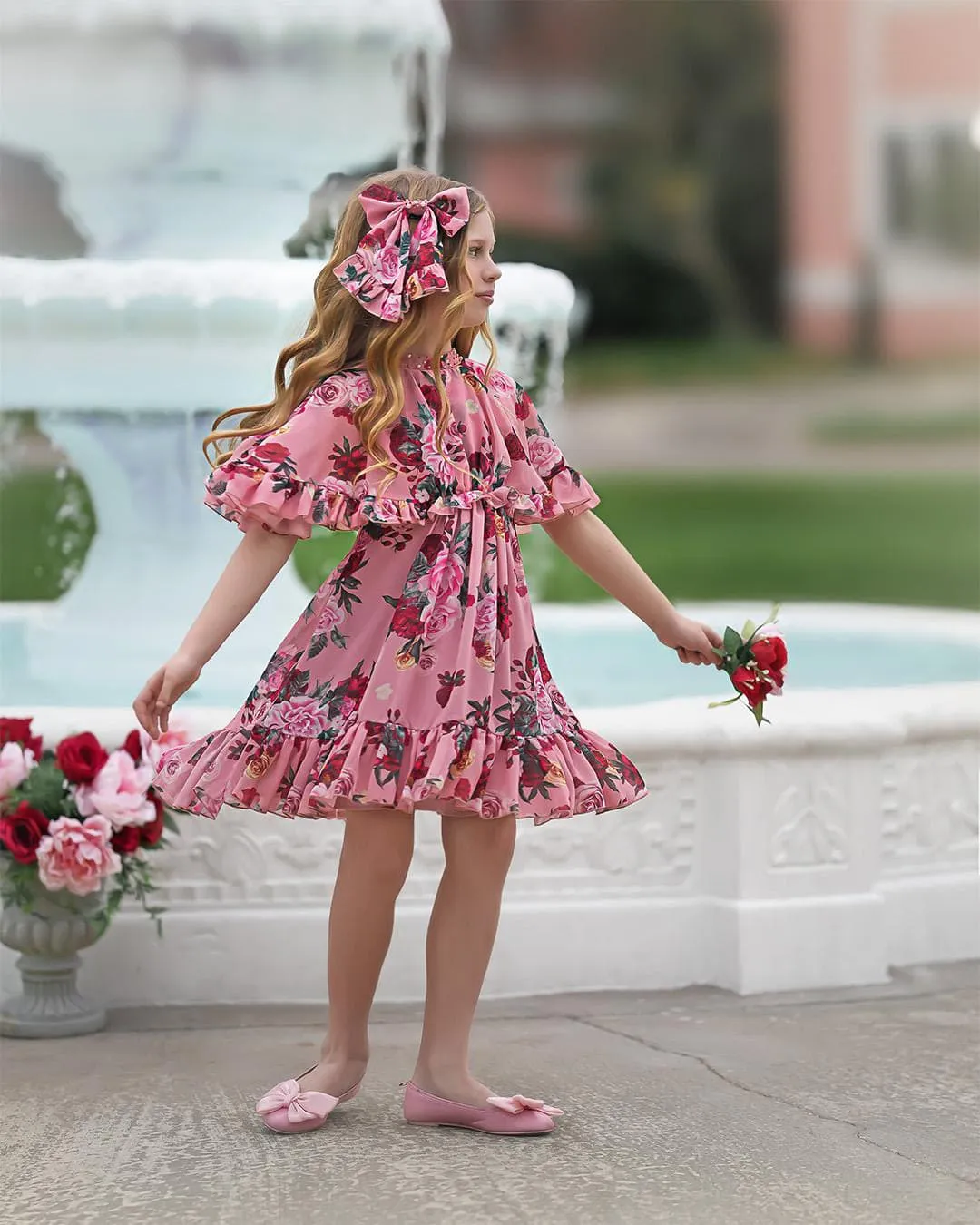 Flora Pink Flower Print Dress