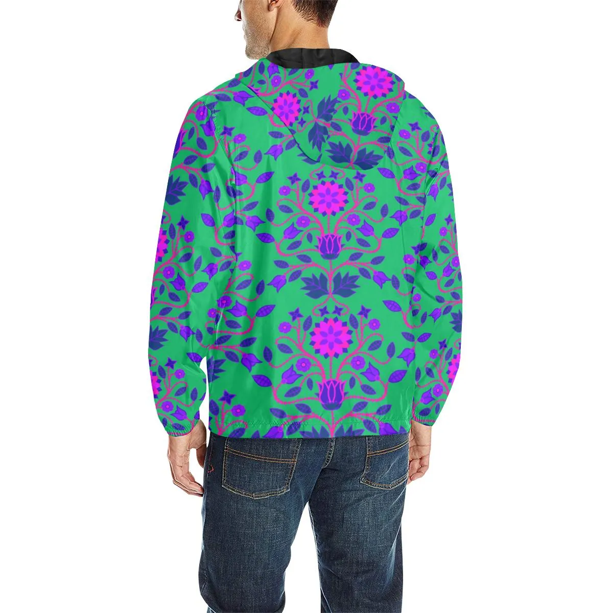 Floral Beadwork Four Clans Deep Lake Unisex Quilted Coat