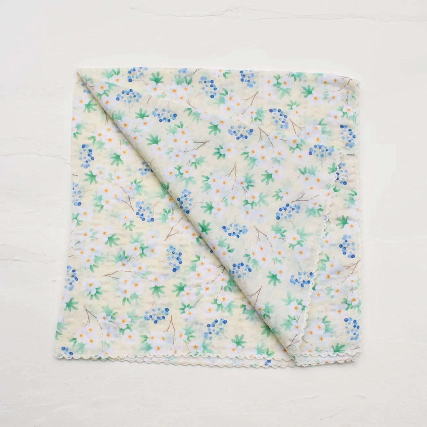 Flower & Berry Print Square Scarf