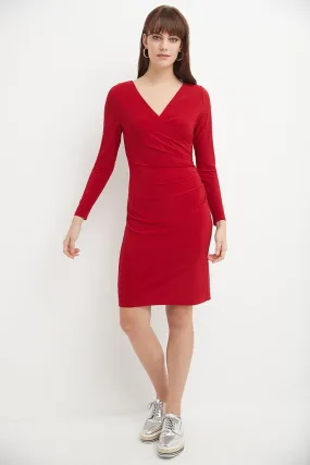 Form-fitting Crossover Dress with Long Sleeves