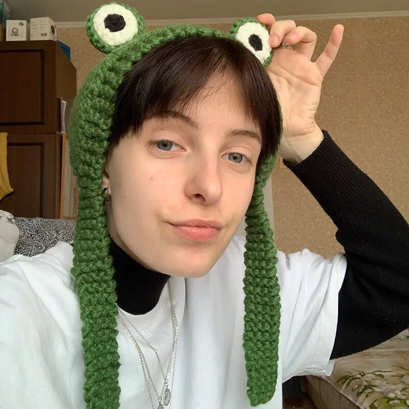 Froggy Friend Knit Hat