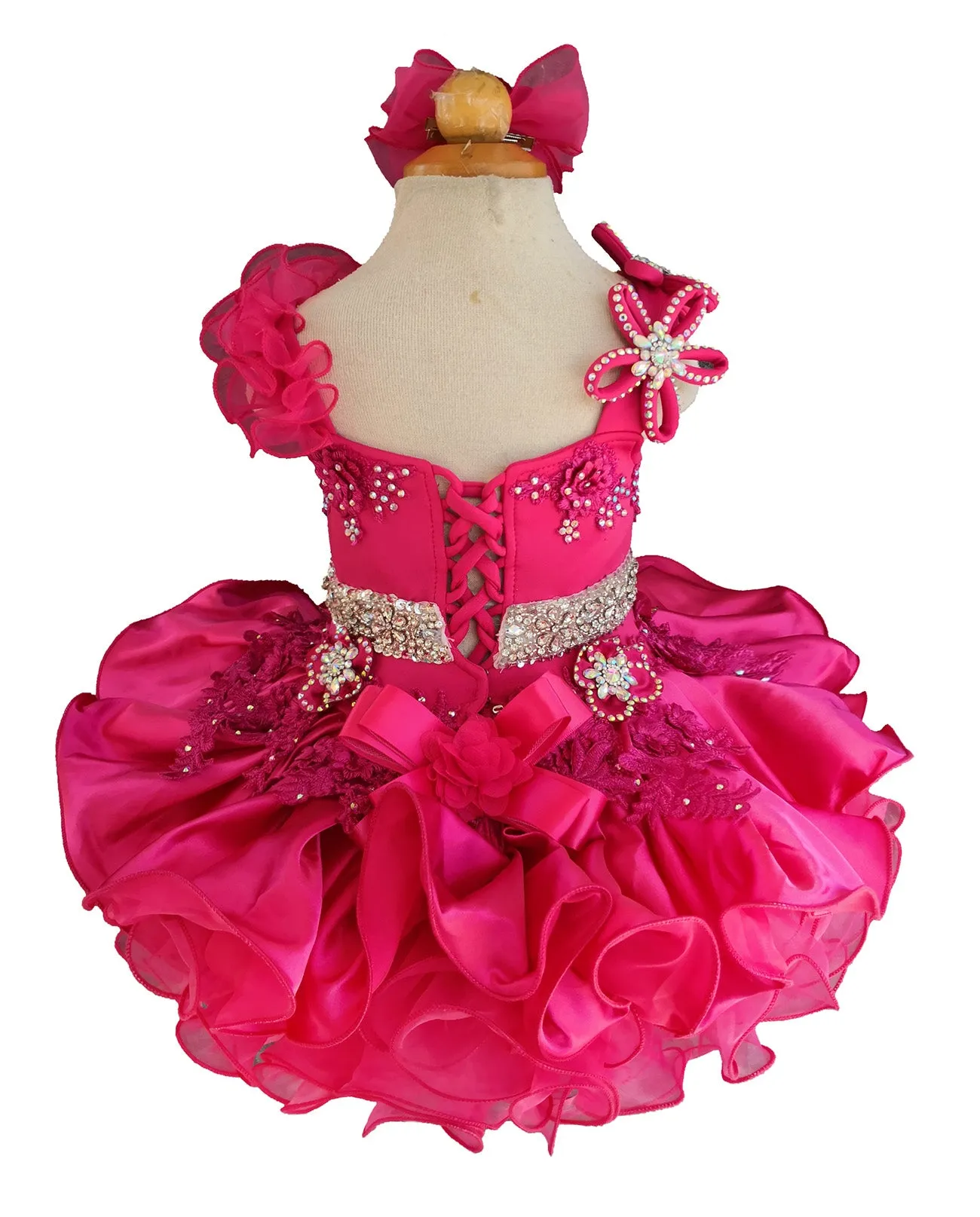 Fuchsia One Shoulder Little Girl/Baby Miss/Baby Girl Pageant Dress