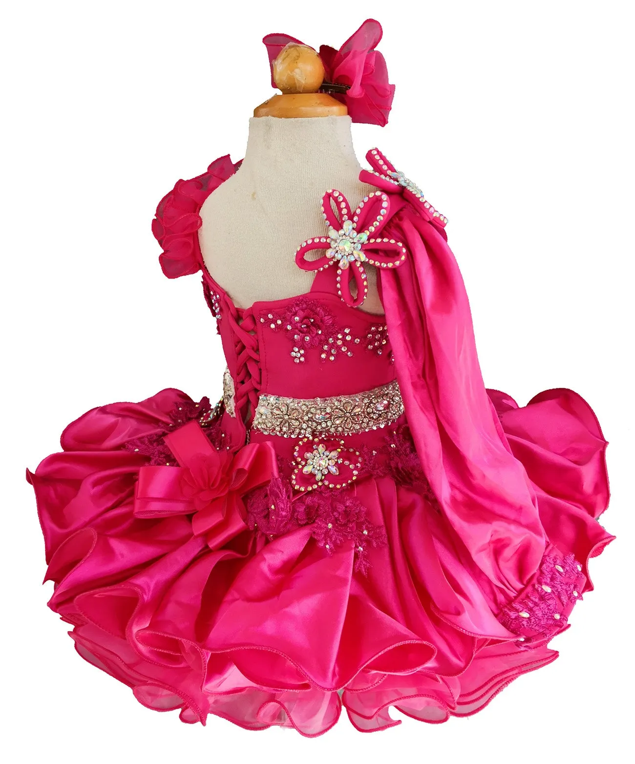 Fuchsia One Shoulder Little Girl/Baby Miss/Baby Girl Pageant Dress