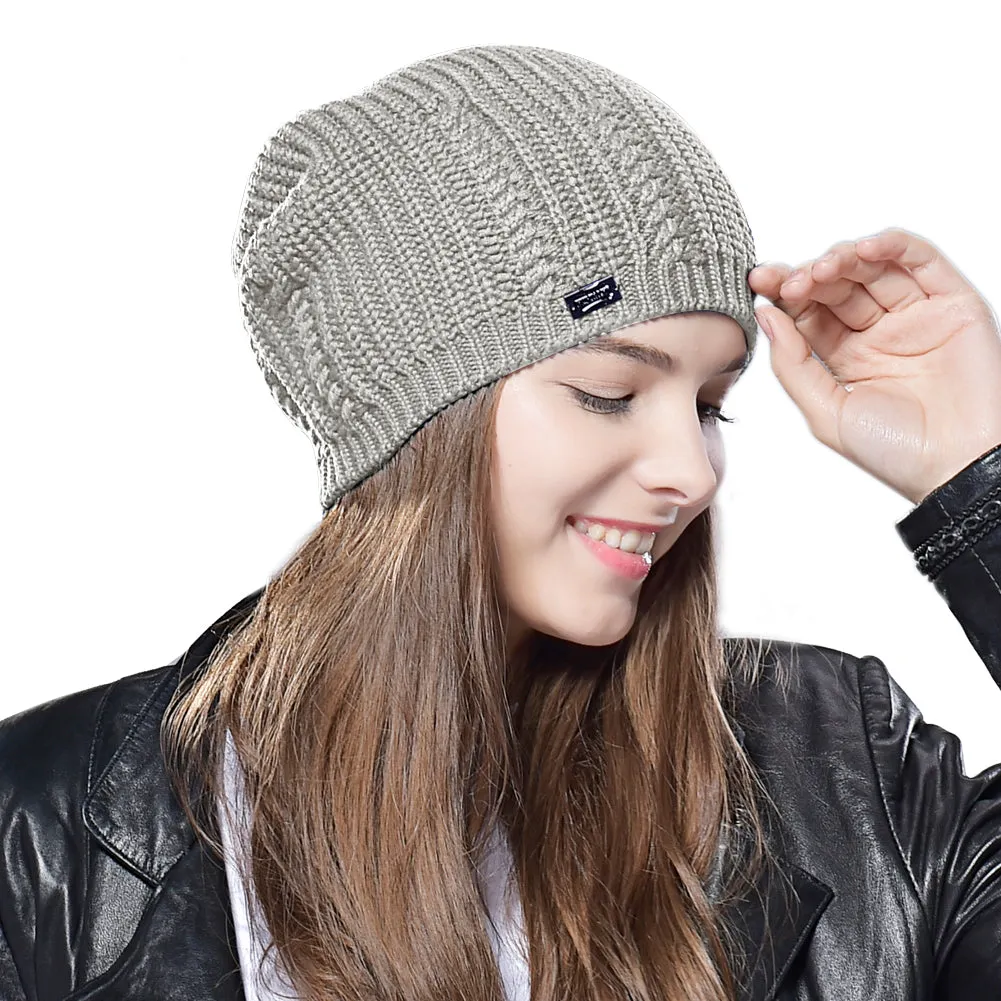 FURTALK Woman Knitted  Slouchy Beanie Hat HTWL044