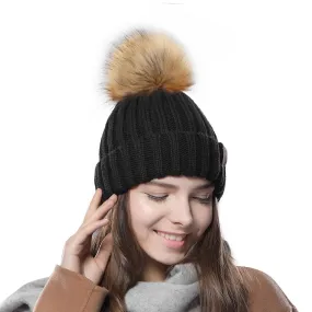 FURTALK Women Winter Faux Fur PomPom Hat Drop Shipping HTWL001