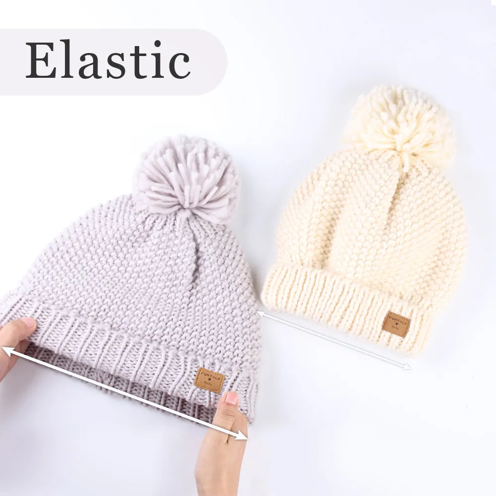 FURTALK Yarn Pom Pom Hat Scarf Set for Kids Drop Shipping CH002