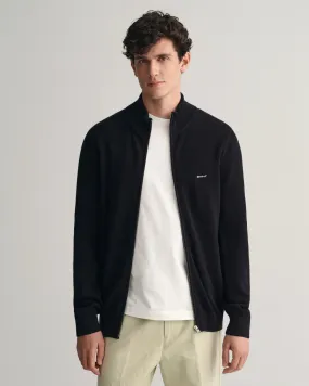 Gant Cotton Piqué Zip Cardigan Black