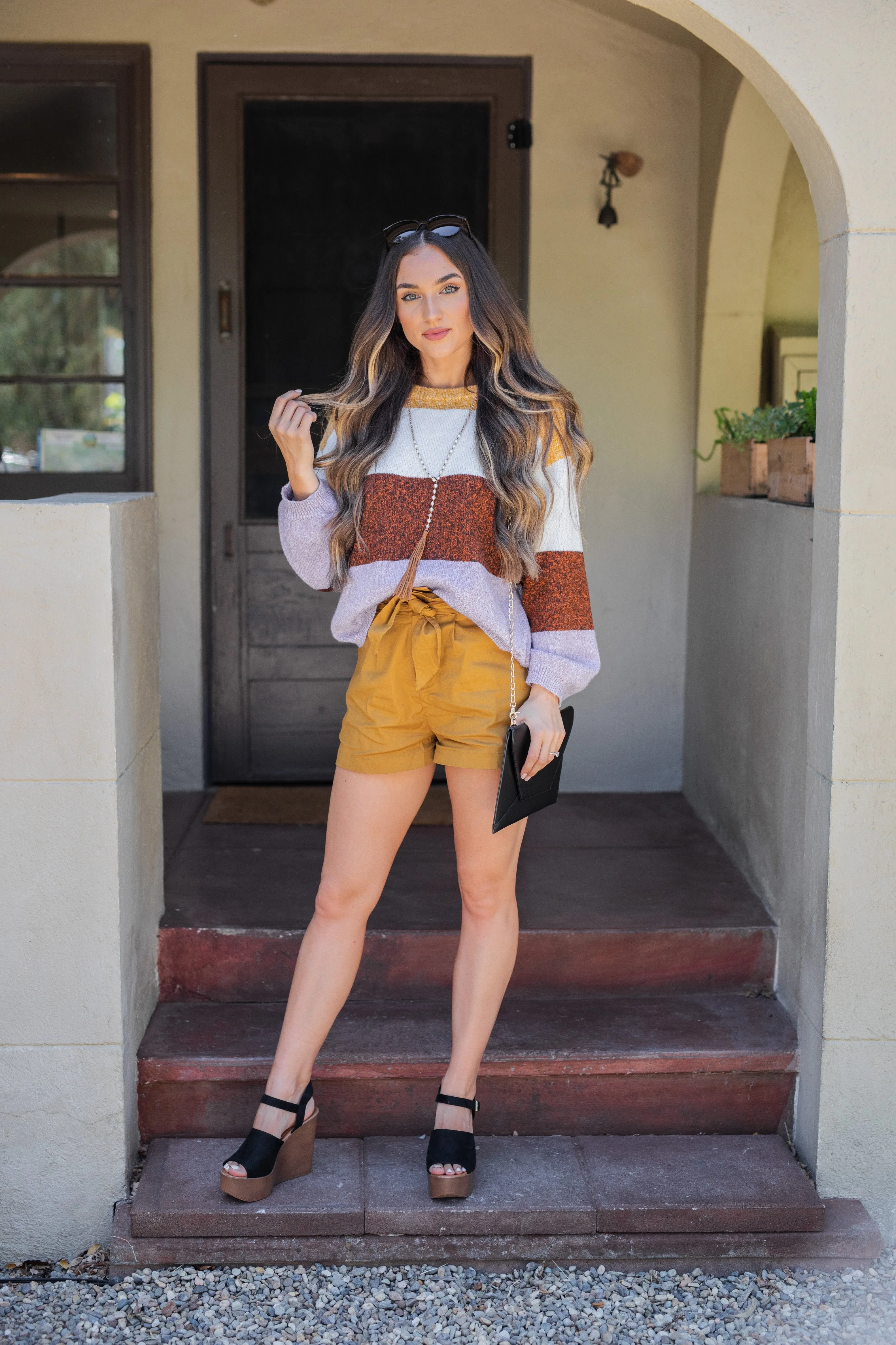 Getting A Move On Ivory Multicolored Colorblock Sweater