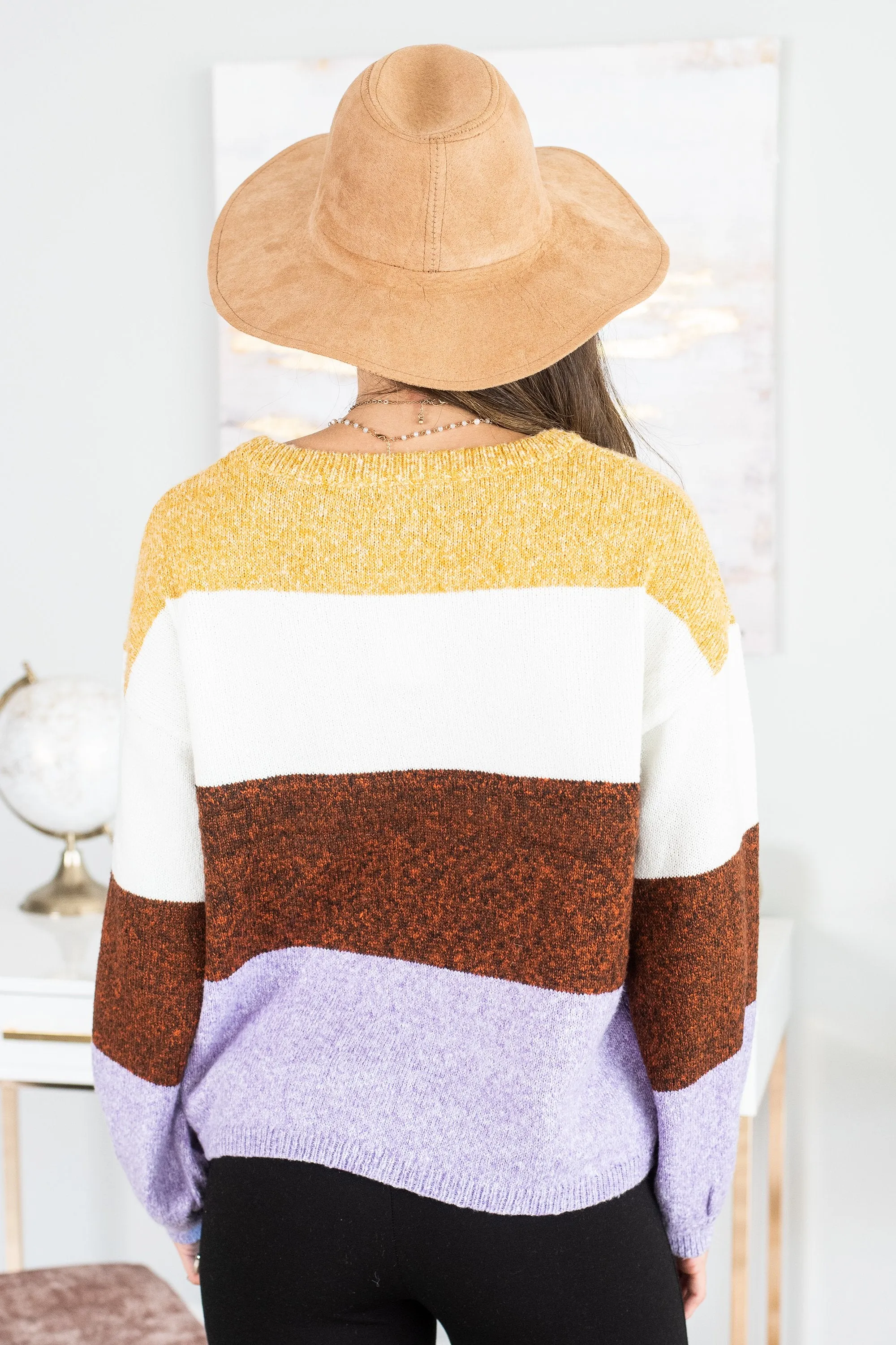 Getting A Move On Ivory Multicolored Colorblock Sweater