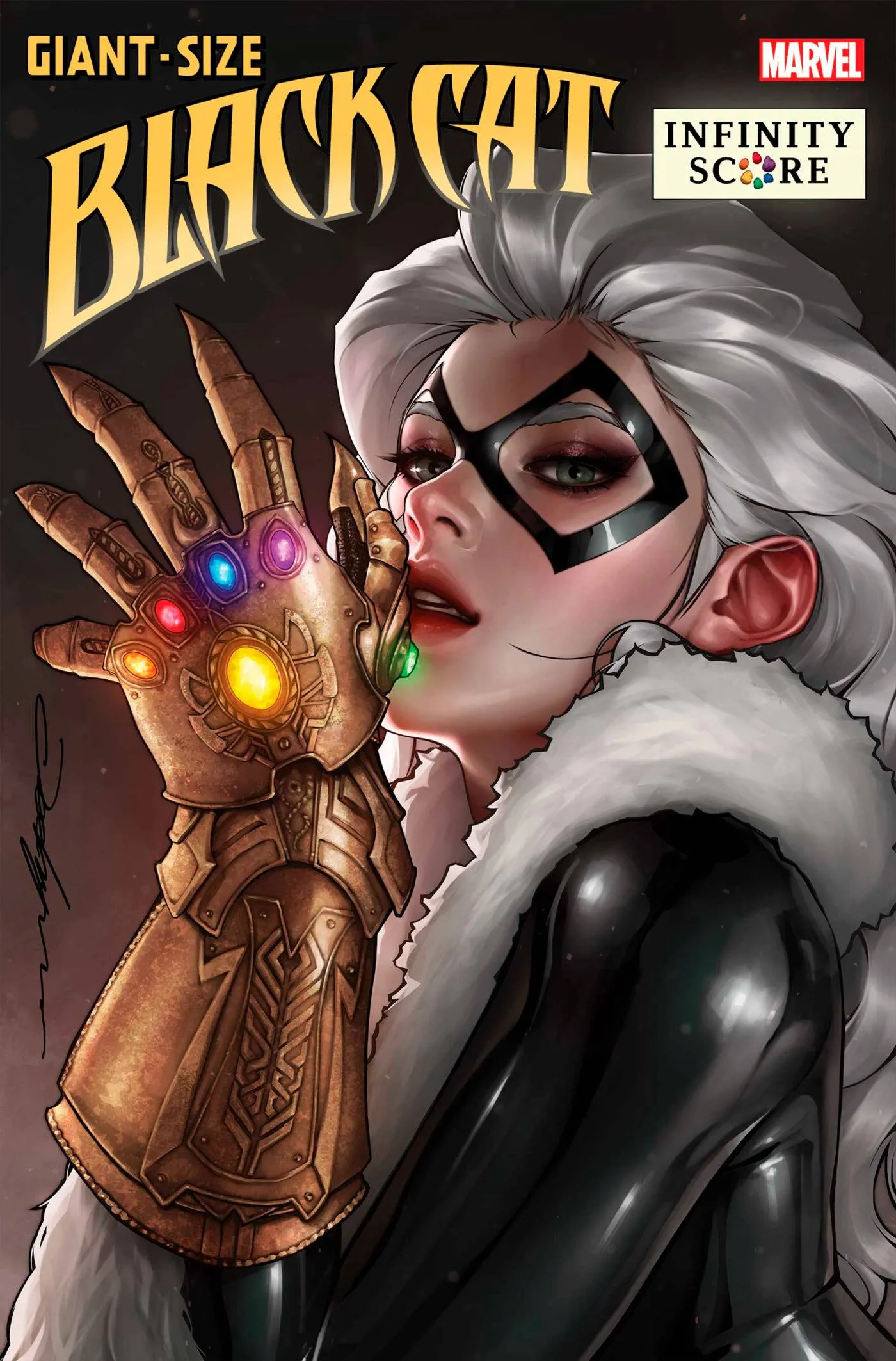 GIANT-SIZE BLACK CAT: INFINITY SCORE #1 Marvel Gauntlet Signed by Jeehyung Lee Variant Cover