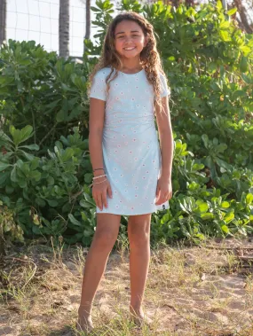 Girls Cryptogram Short Sleeve Dress - Pale Aqua