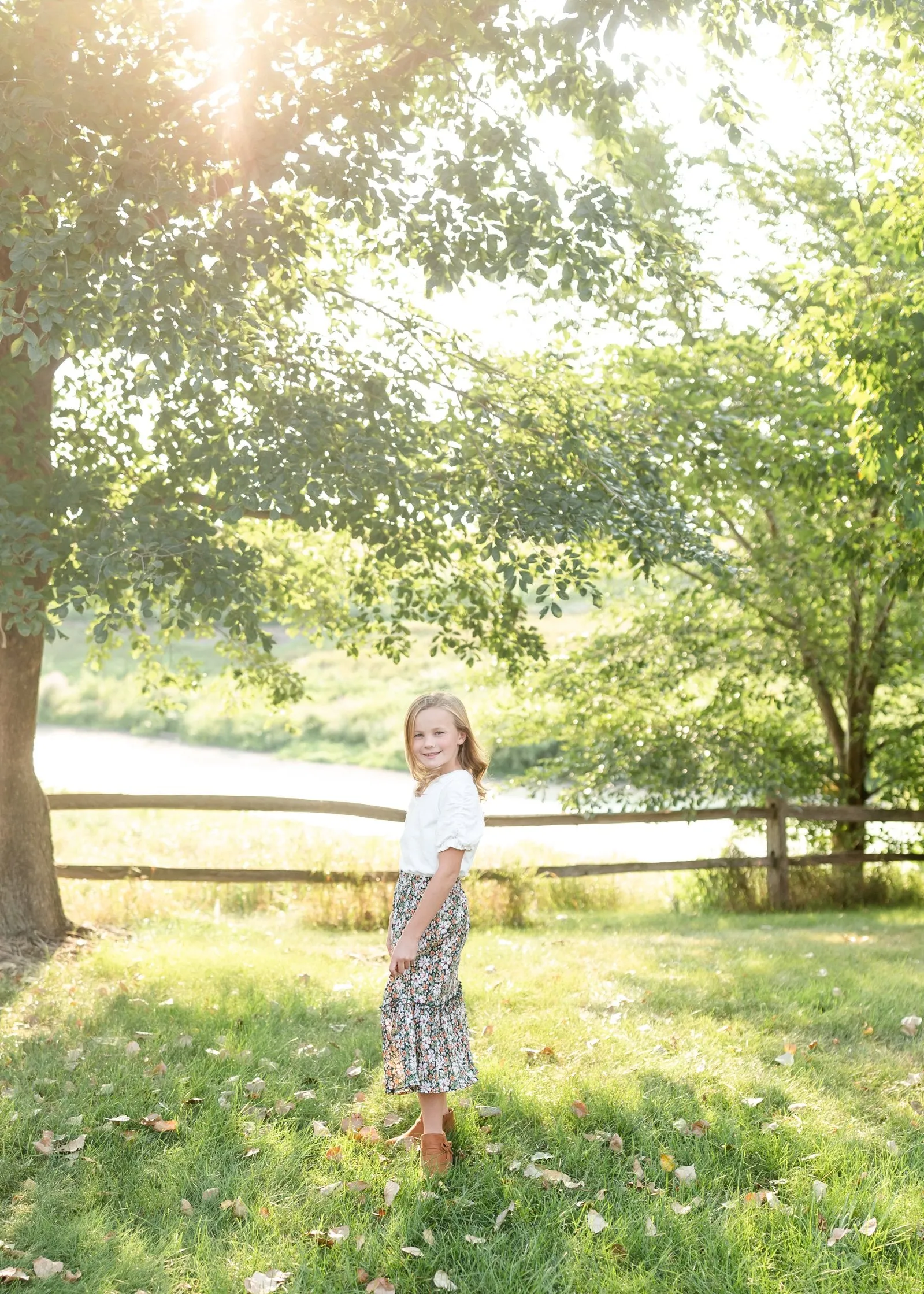 Girls Green Floral Pleated Ruffled Skirt