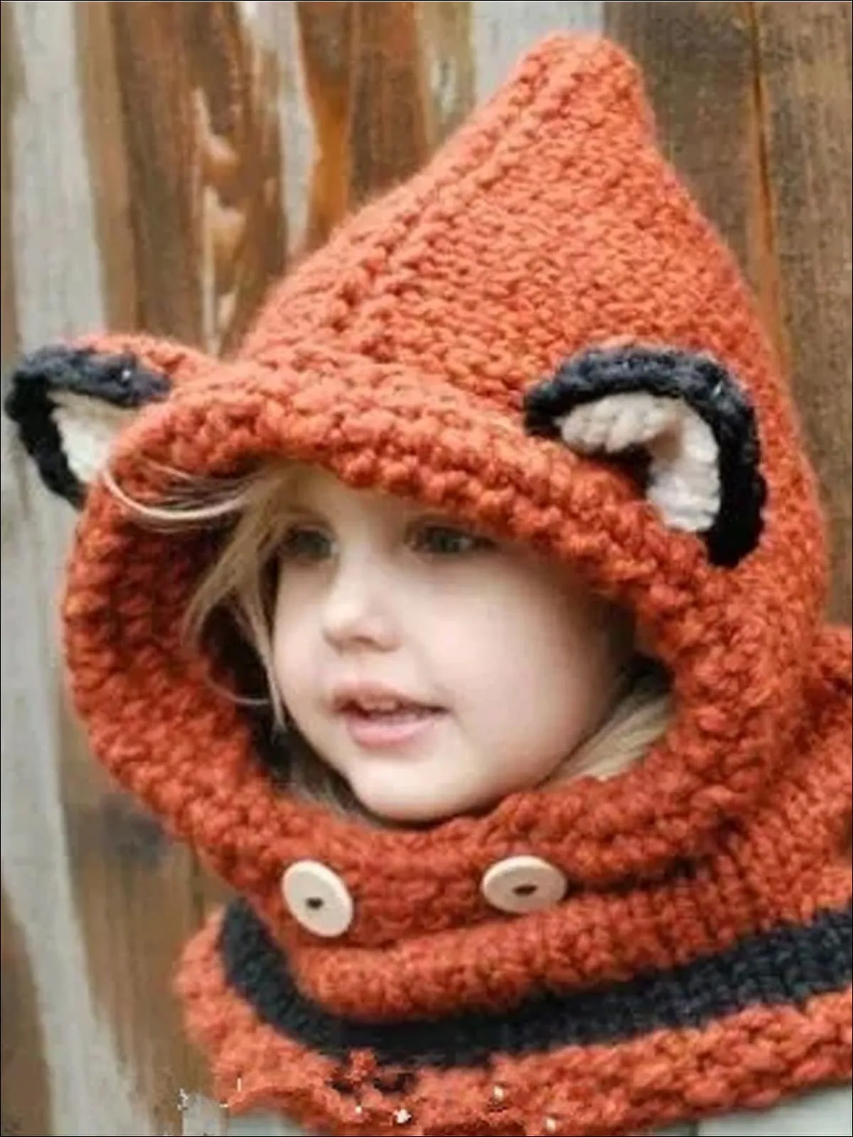 Girls Knitted Animal Ear Winter Scarf