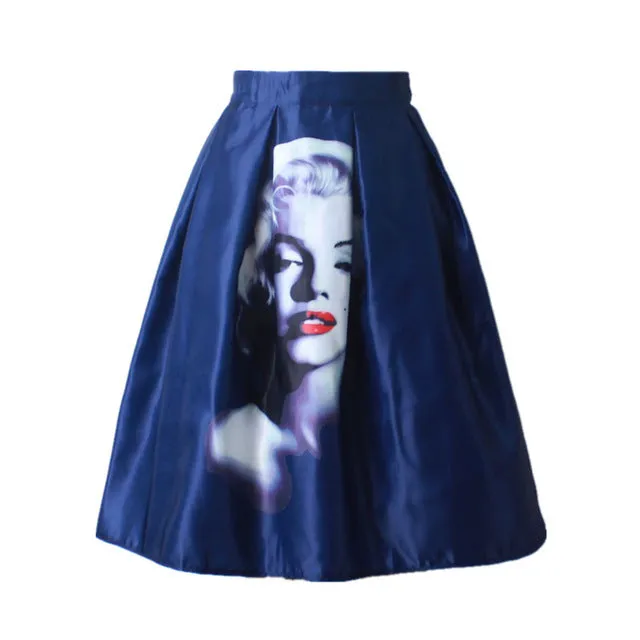 GOKIC 2017 Summer Women Vintage Retro Satin Floral Pleated Skirts Audrey Hepburn Style High Waist A-Line tutu Midi Skirt