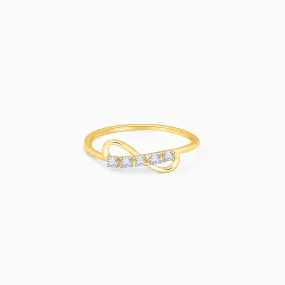 Gold Glittering Infinity Diamond Ring