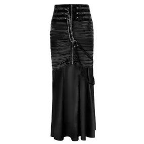 Gothic High Waist Pleated Lace Up Mermaid Skirt