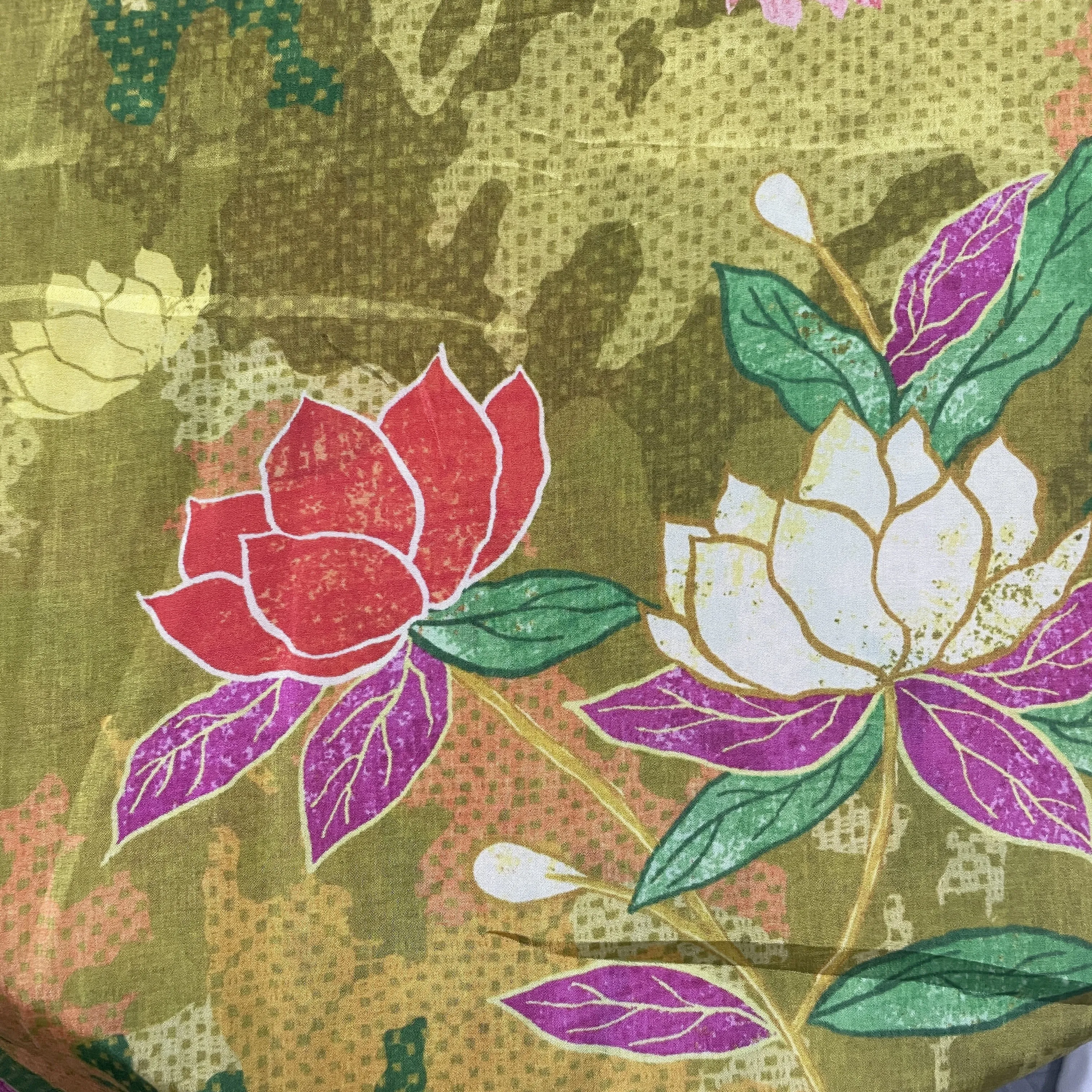 Green Floral Print Crepe Fabric 18033