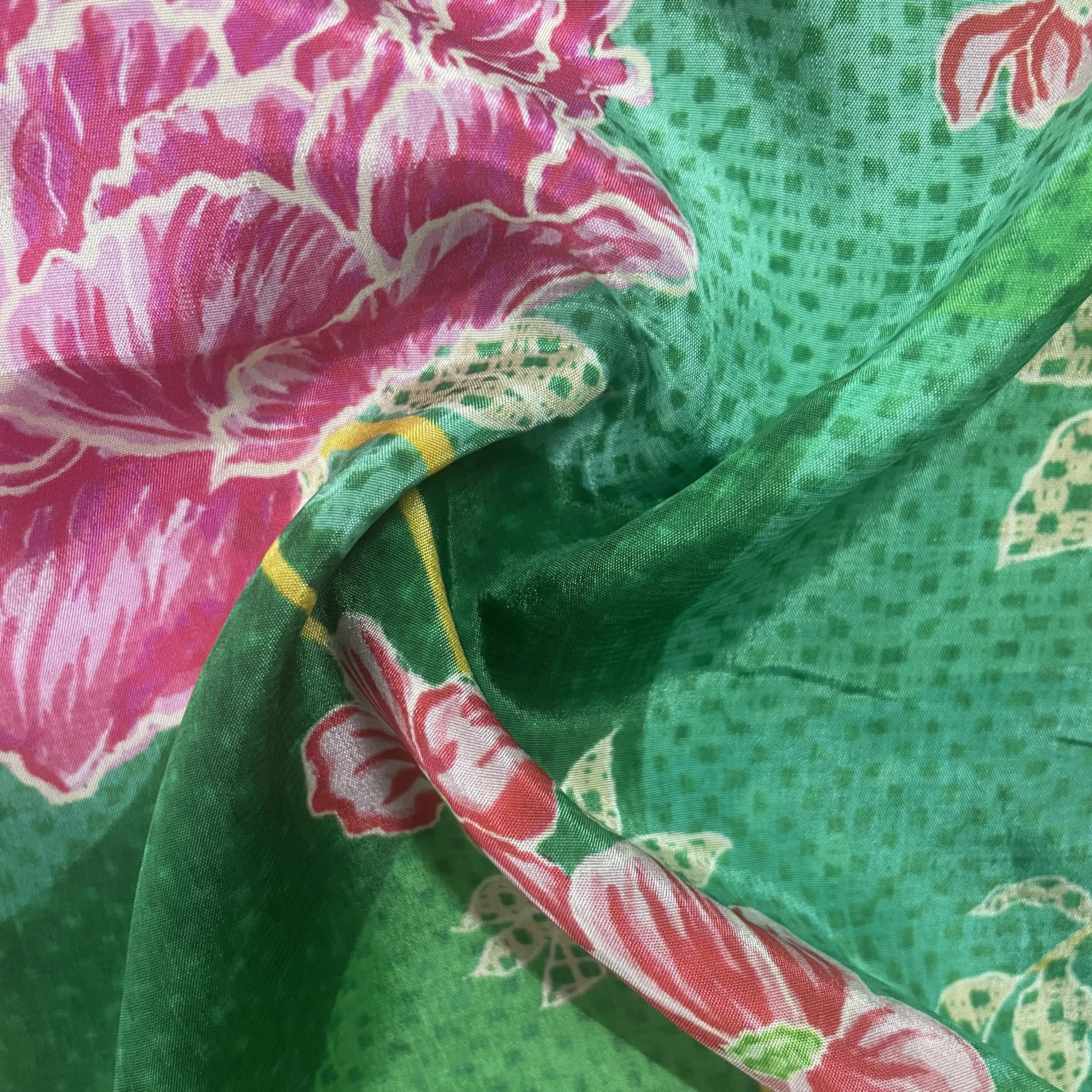 Green Floral Print Crepe Fabric 18035