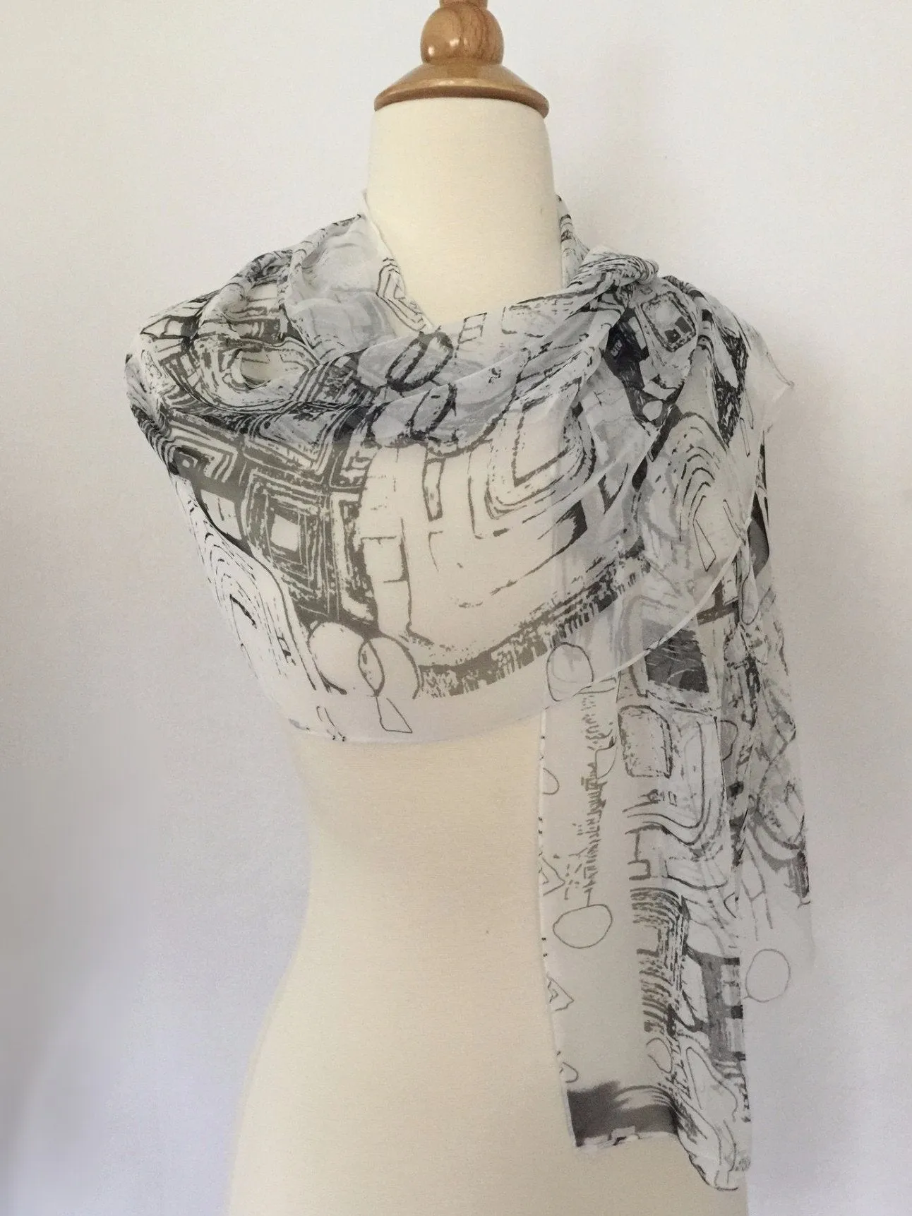 Gustav Klimt Abstract Scarf - Black/White