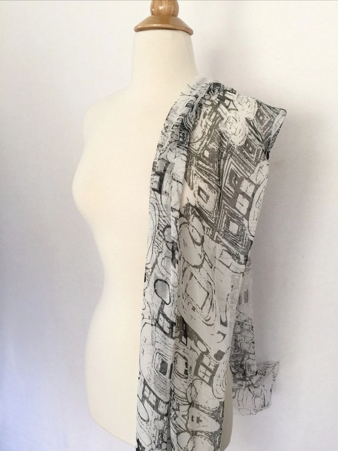 Gustav Klimt Abstract Scarf - Black/White