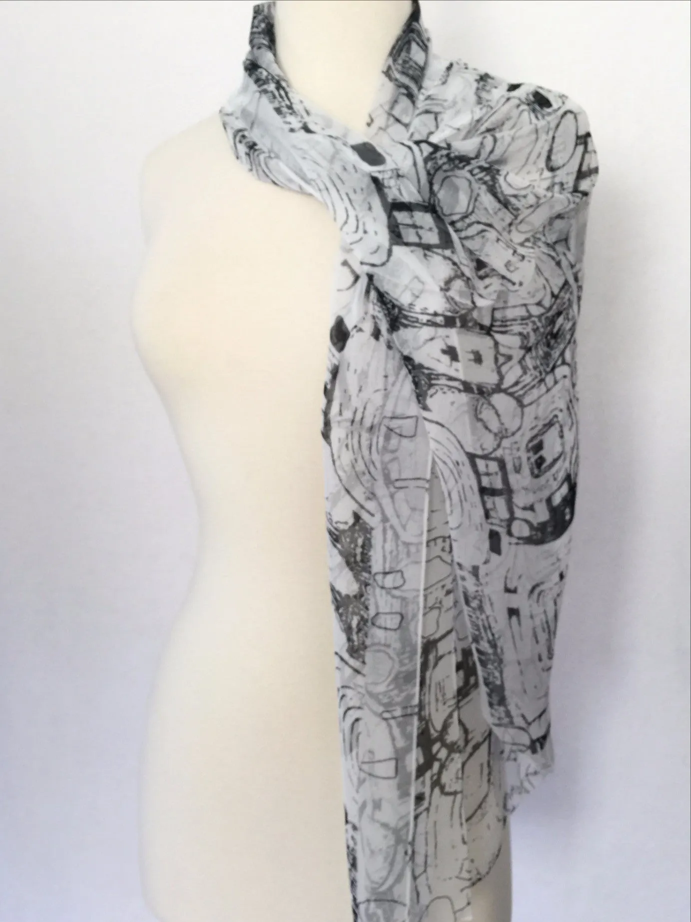 Gustav Klimt Abstract Scarf - Black/White