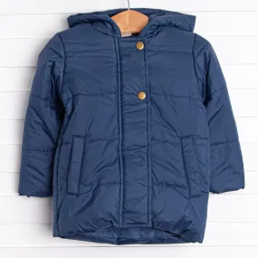 Hooded Puffer Coat, Navy