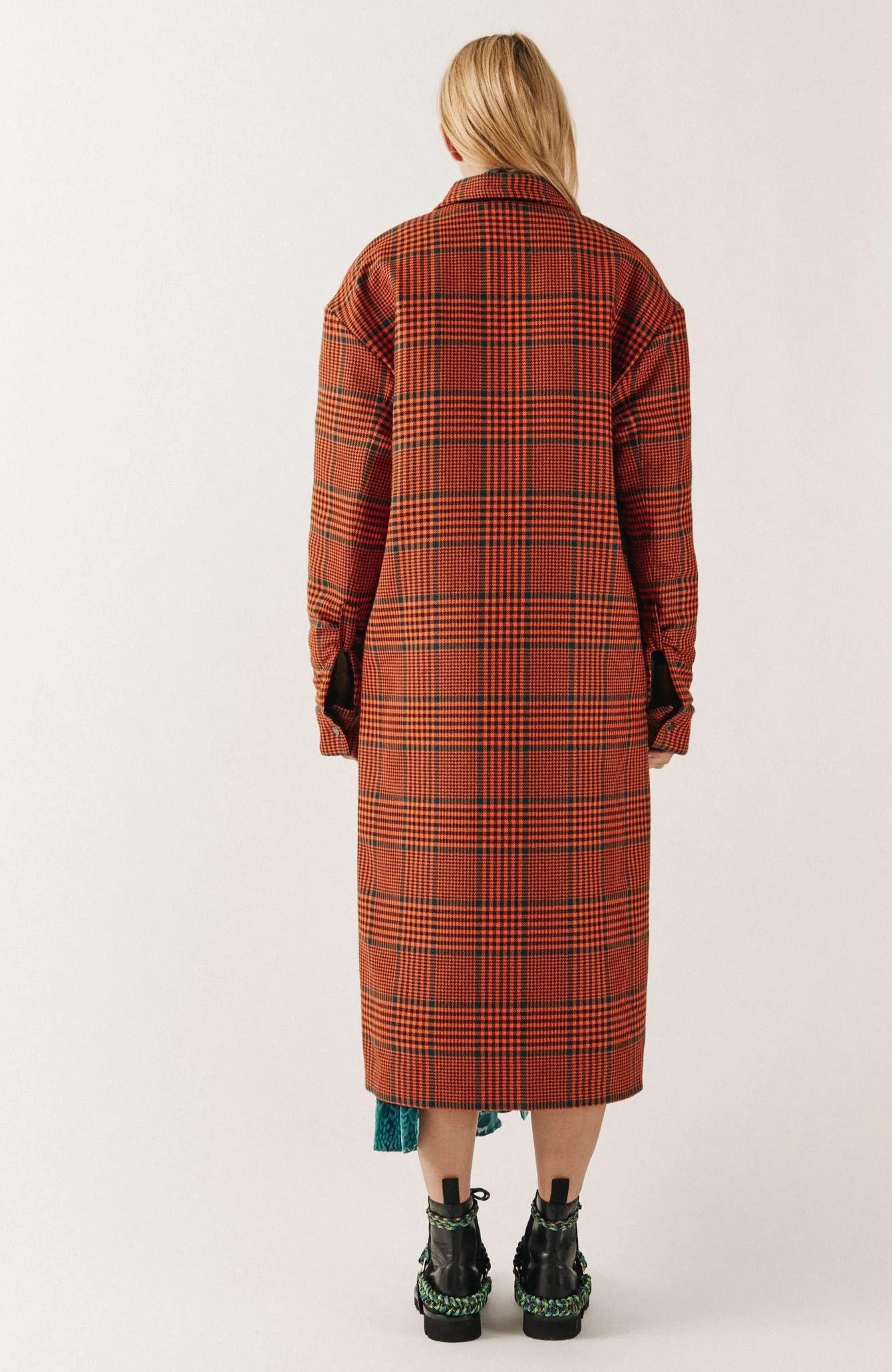 House of Holland Bright Check Padded Overcoat