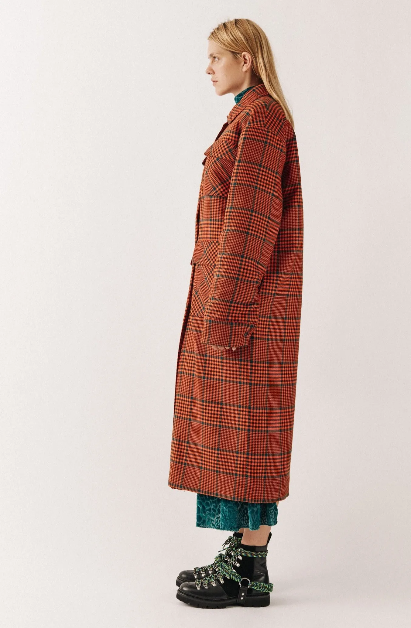 House of Holland Bright Check Padded Overcoat