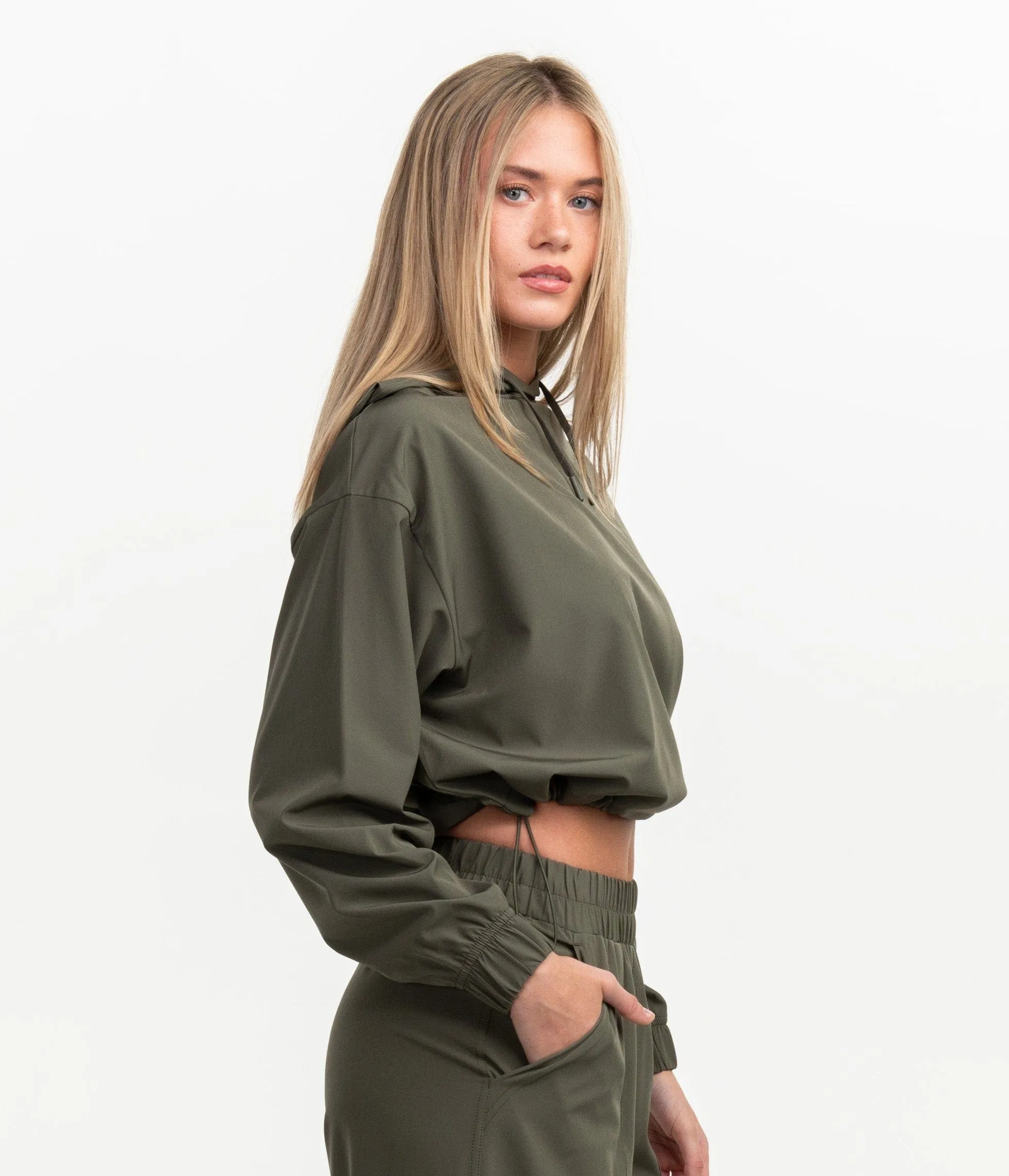 Hybrid Cropped Hoodie - Cedar