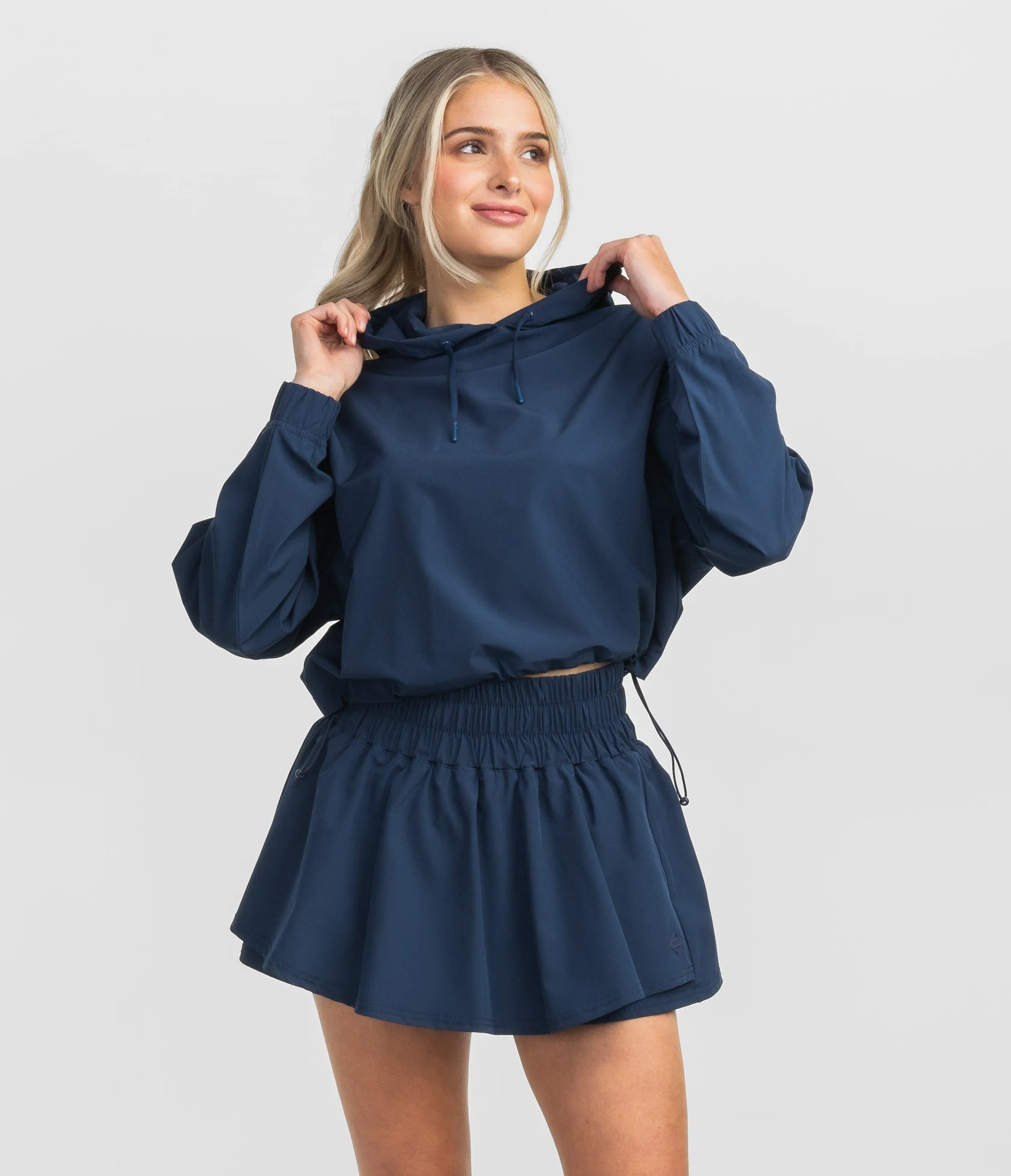 Hybrid Cropped Hoodie - Classic Navy