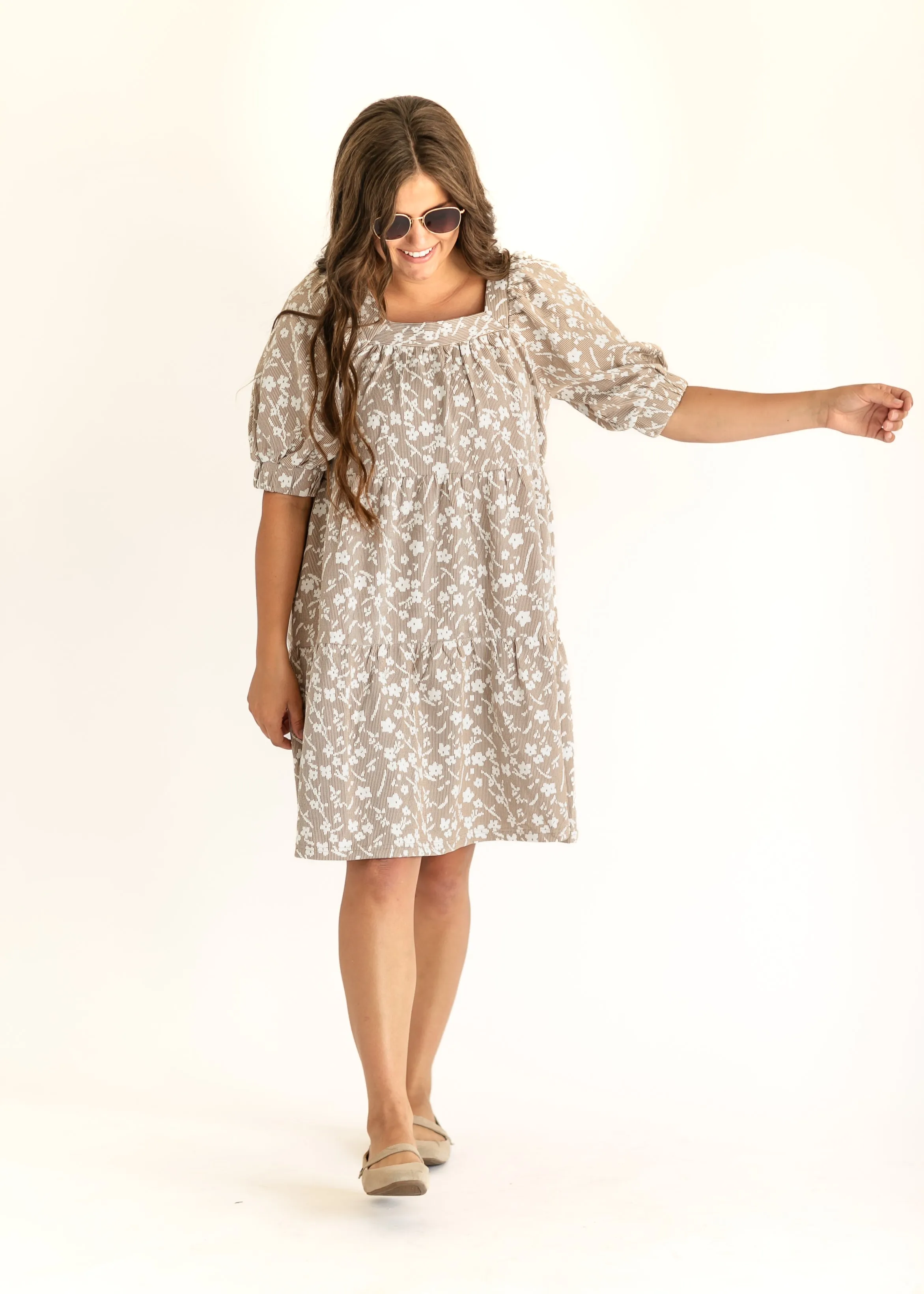 Jacquard Knit Square Neck Dress - FINAL SALE