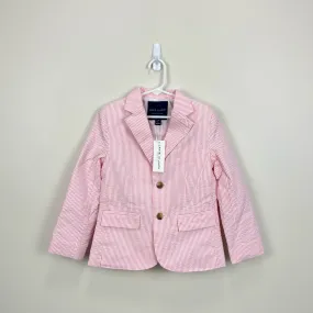 Janie and Jack Scarf Pink Stripe Seersucker Blazer 6