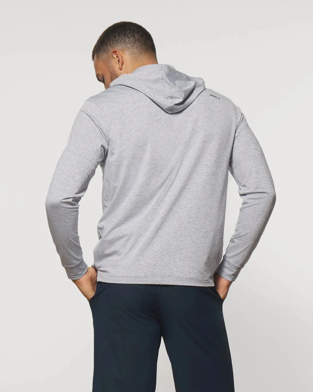 Johnnie-O Hybrid Performance 1/4 Zip Hoodie in Heather Twilight