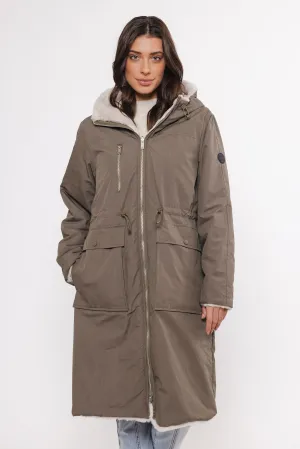 Josien Reversible Faux Fur Long Parka in Hunter & Birch