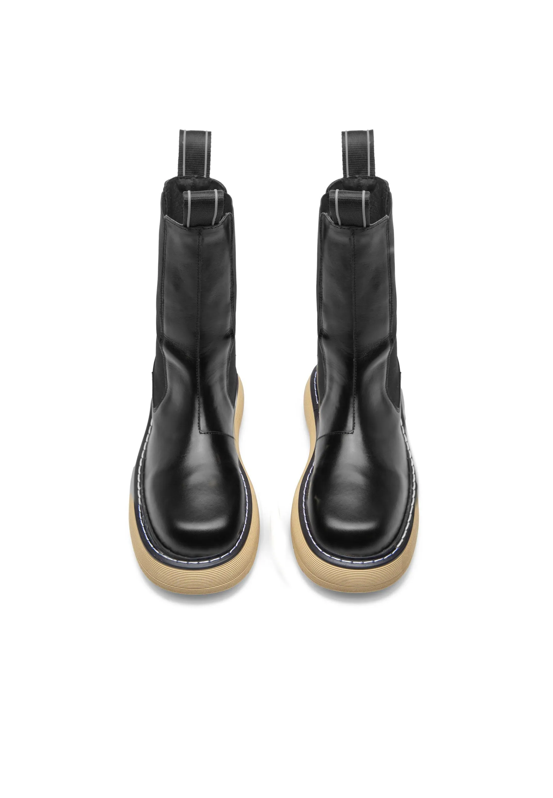 Joy Black Beige High Chelsea Boots