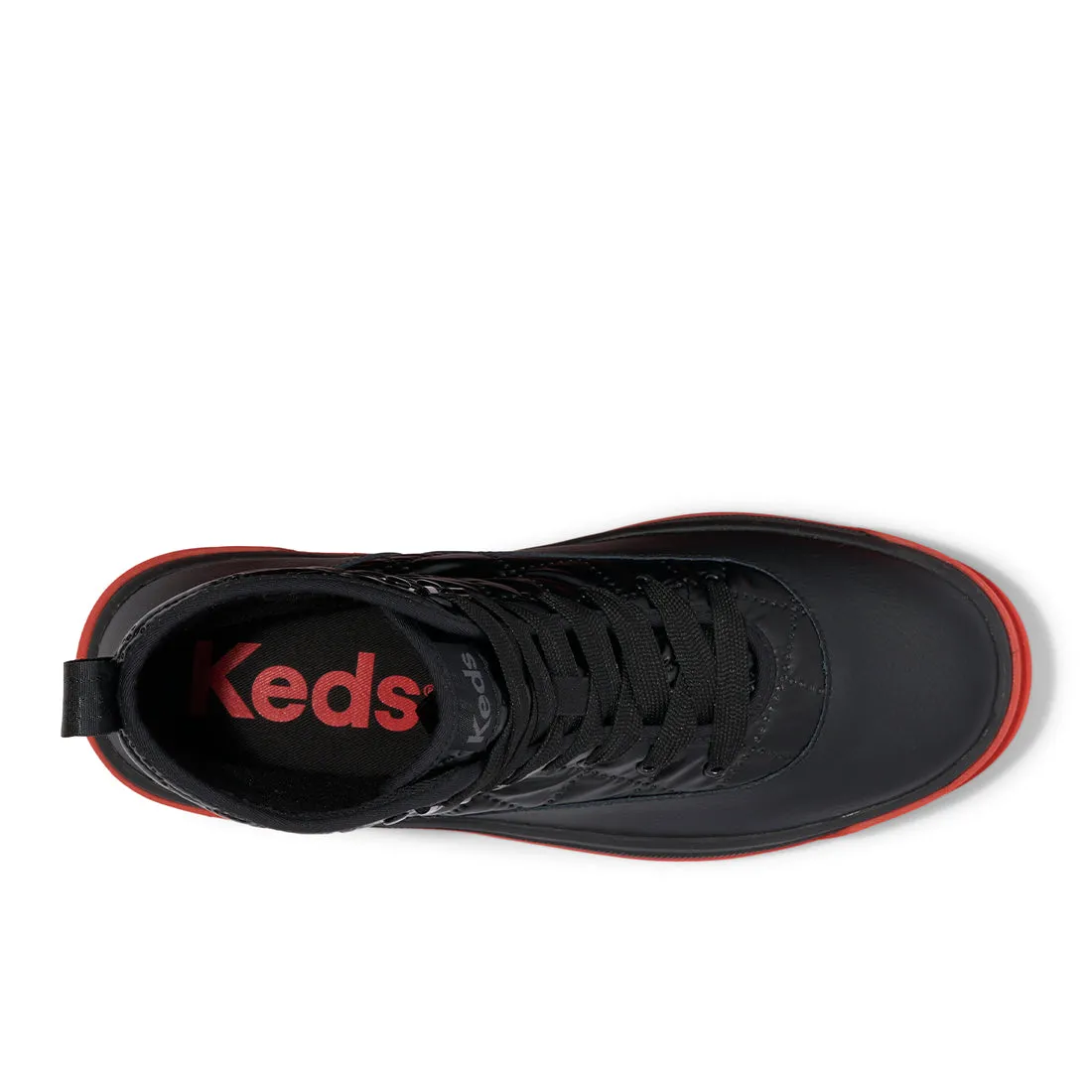 Keds Womens' Soho Boot Quilted Nylon Pop Outsole Black/Red (WH68199)