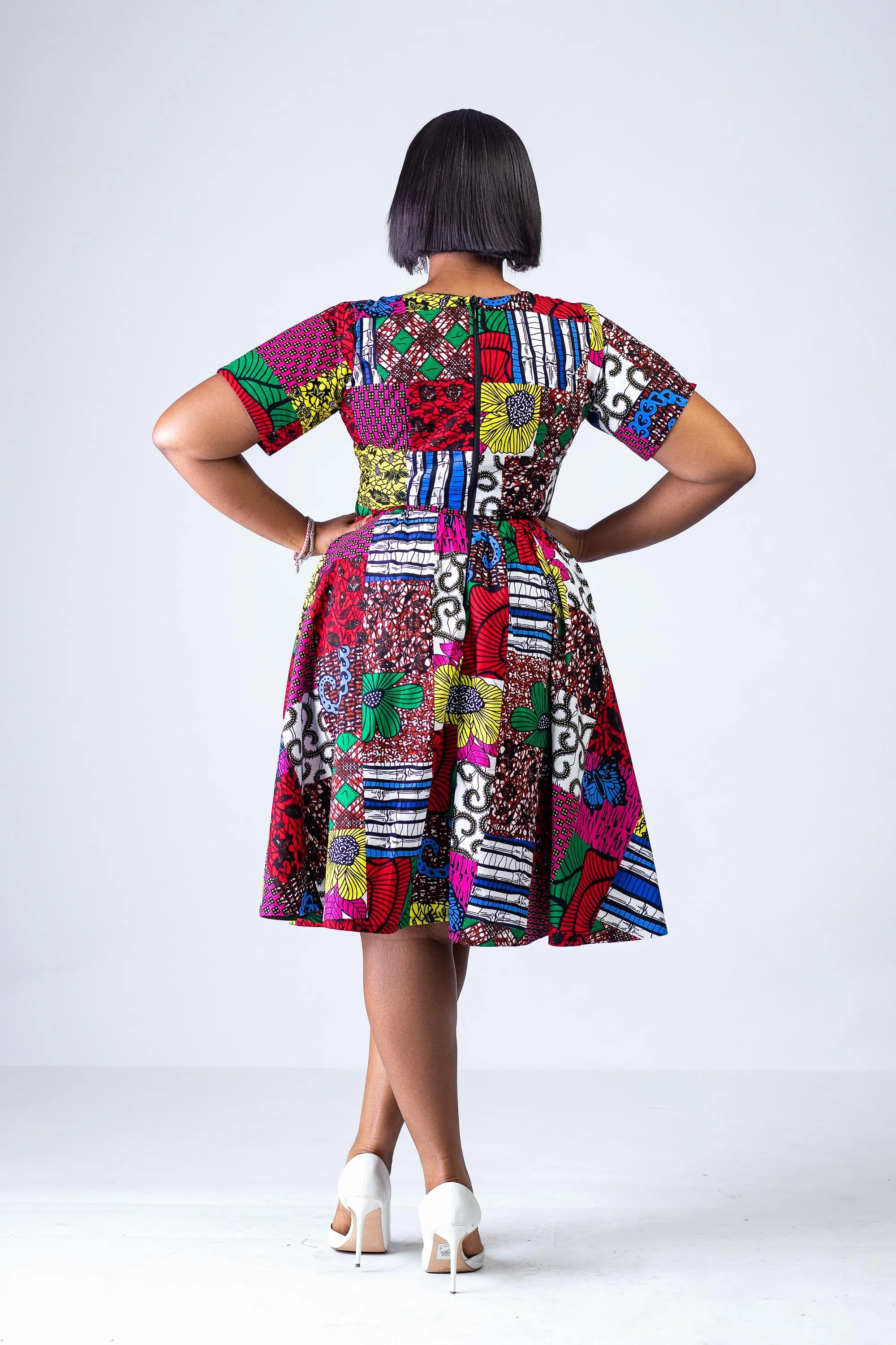 KEKE AFRICAN PRINT WRAP MIDI DRESS