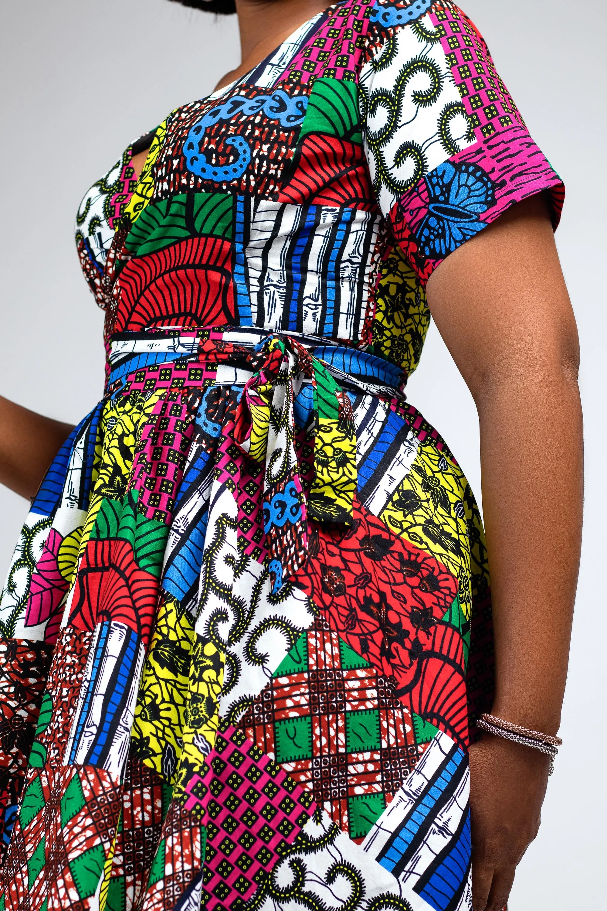 KEKE AFRICAN PRINT WRAP MIDI DRESS