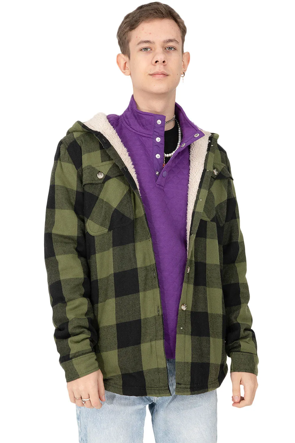 Kids Ultra Soft Quilted 1/4 Snap Fleece Pullover Mountain Outdoor Shirt