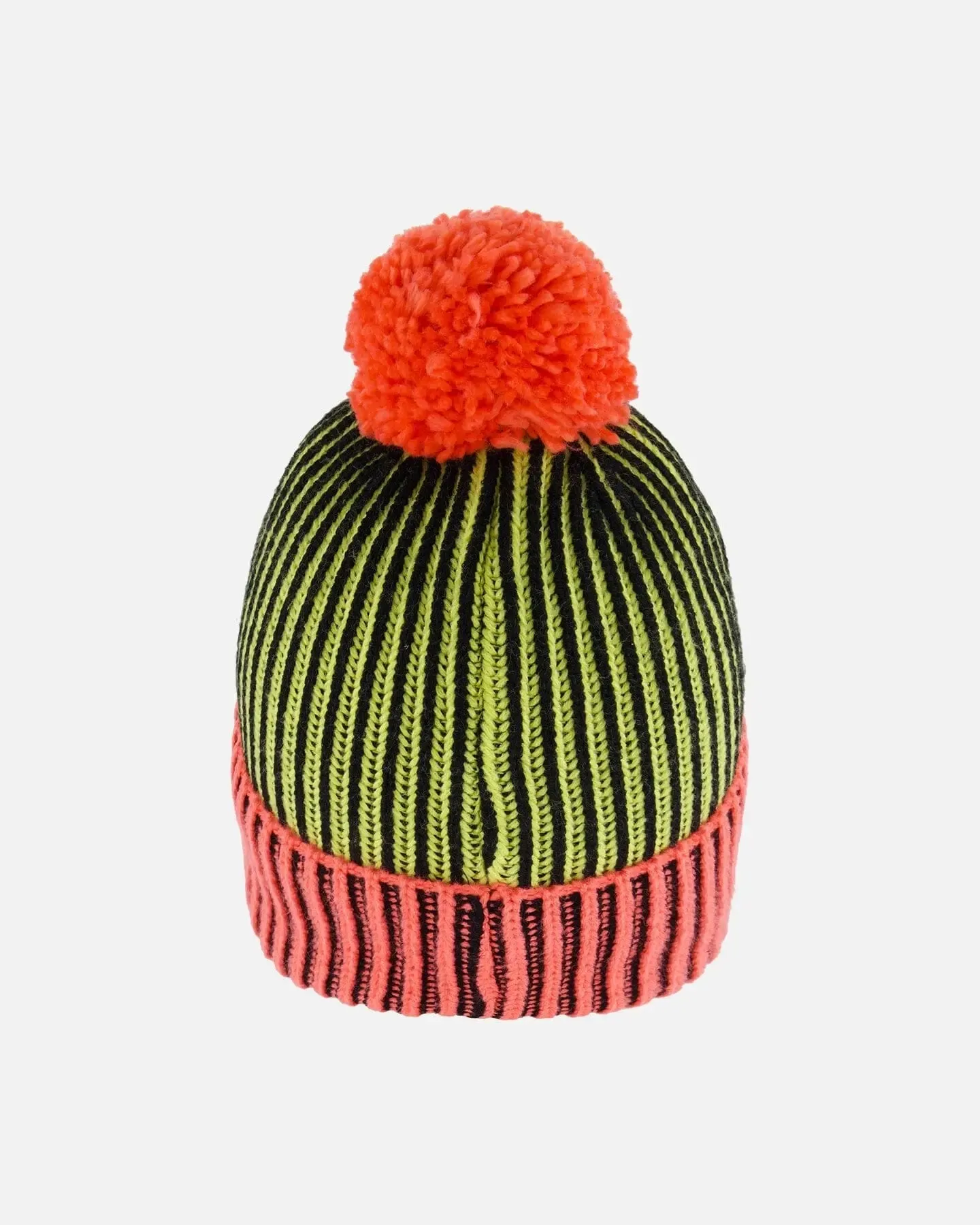 Knit Hat Black, Lime And Coral