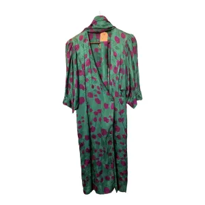 La Gatta Green and Purple Patterned 3/4 Sleeved Dress UK Size 12/14