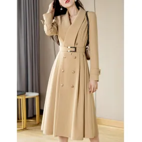 LANFUBEISI Spring Autumn New Women Windbreaker Coat Mid-length Fashion Overcoat Double Breasted Slim Belt Trench Coat Feminino