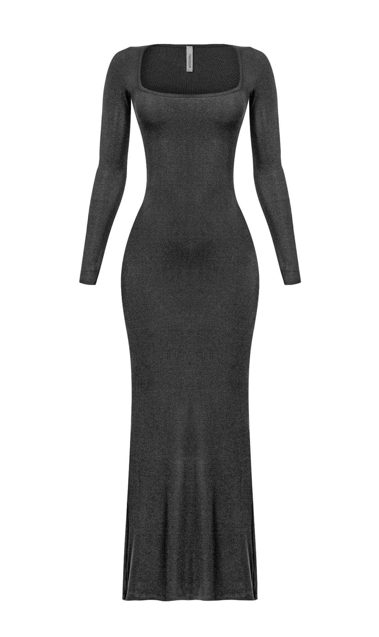 Lilly Long Sleeve Square Neck Ribbed Maxi Dress