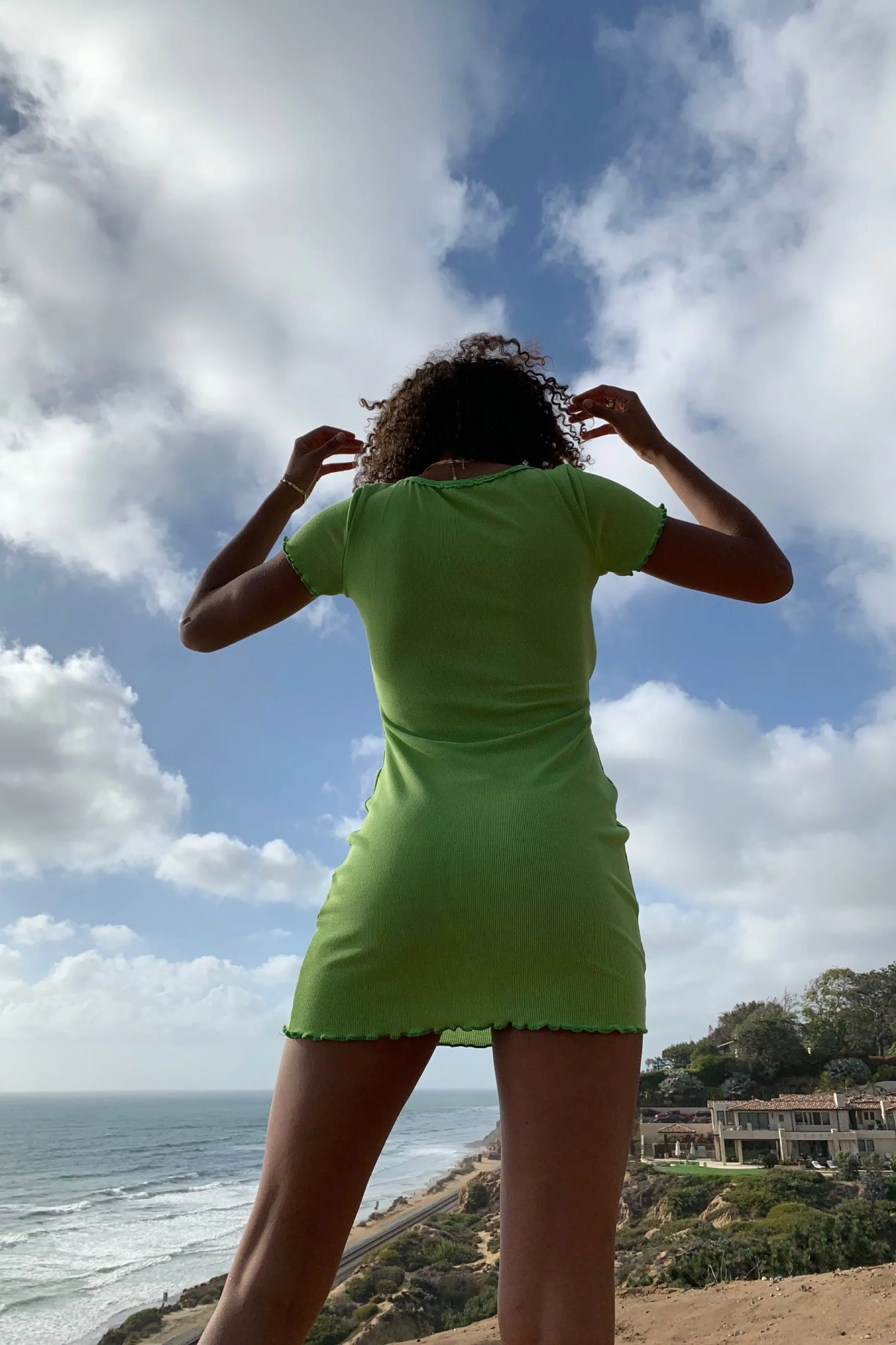 Lime Ribbed Mini Dress